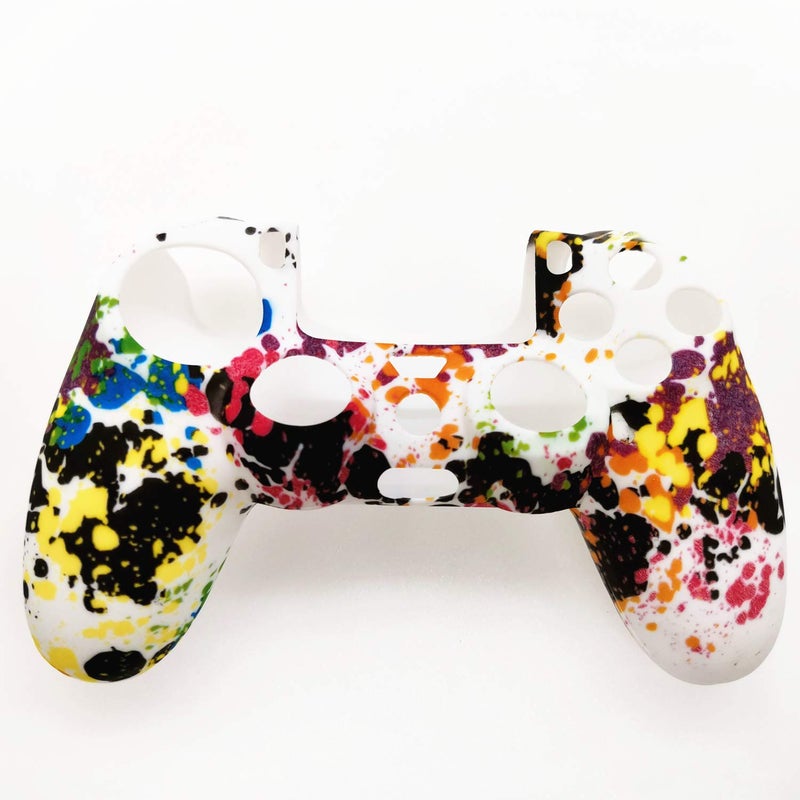 Asokex Silicone Skin Cover for Ps4 Controller (1pc Anti-Slip Case, 1 Pair L2 R2 Trigger Extender, 4pcs Thumb Grips,4pcs LED Light Bar Decal) Protector for DualShock PS4/ Slim/Pro Controller (Graffiti) - Image 4